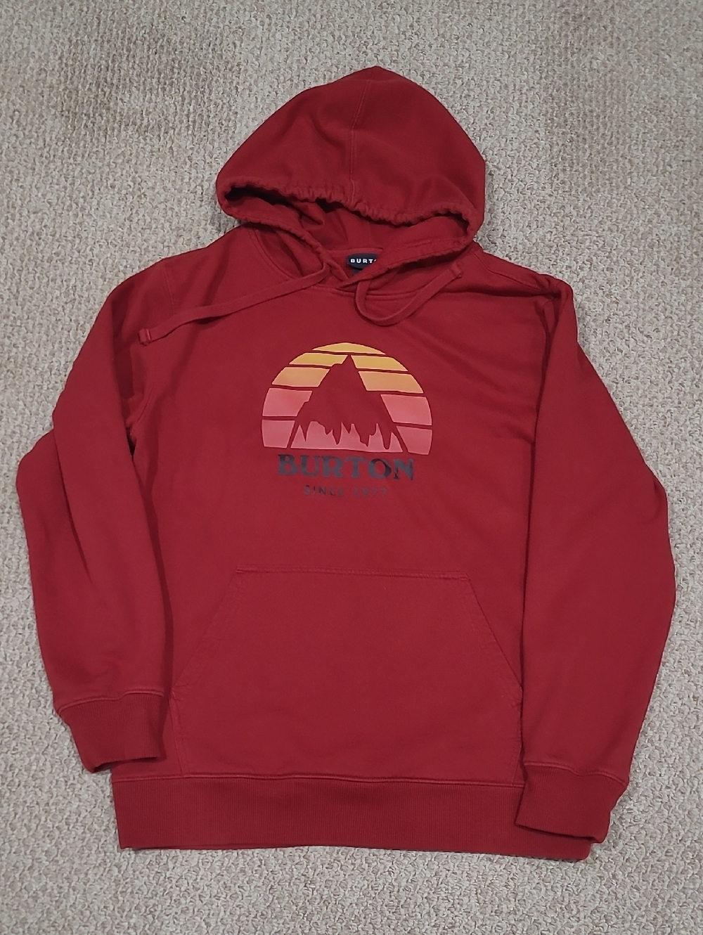 Burton Men’s Red Hoodie with Sunset Mountain Logo